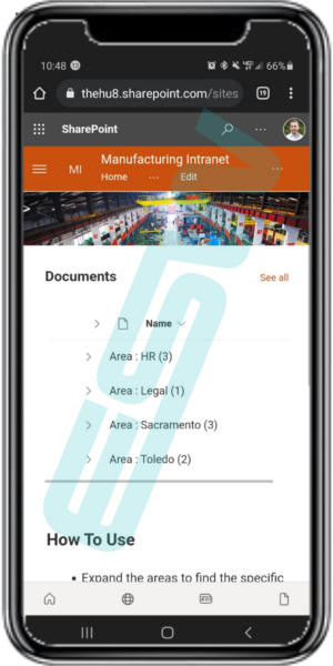 Example of Manufacturing Documents on a Mobile with SharePoint Online